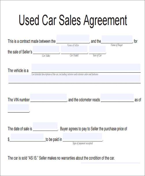 Car Vehicle Sales agreement in Kenya LATEST 1