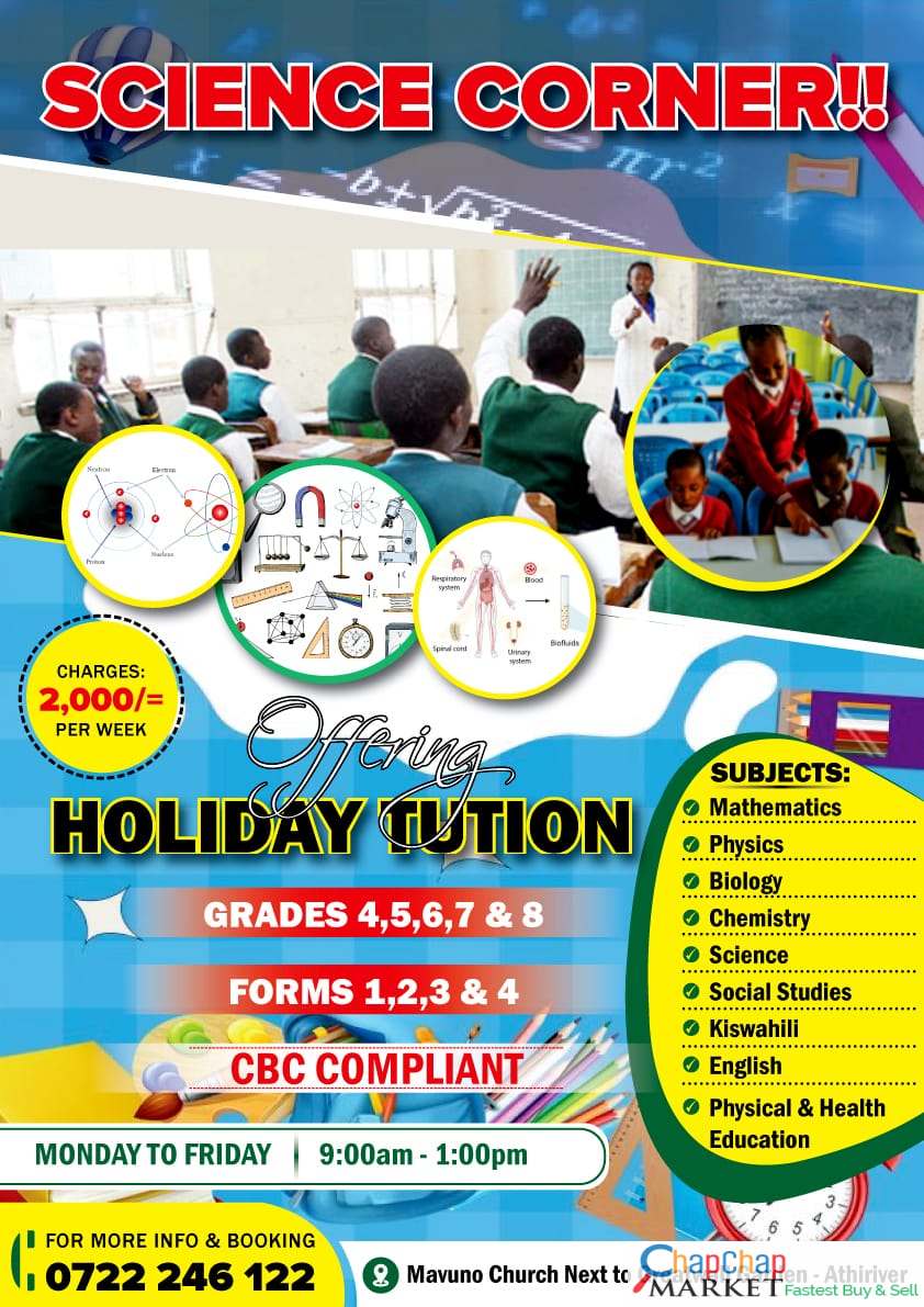 Holiday tution for all School levels cbc and 844 @mavuno around kitengela athi river